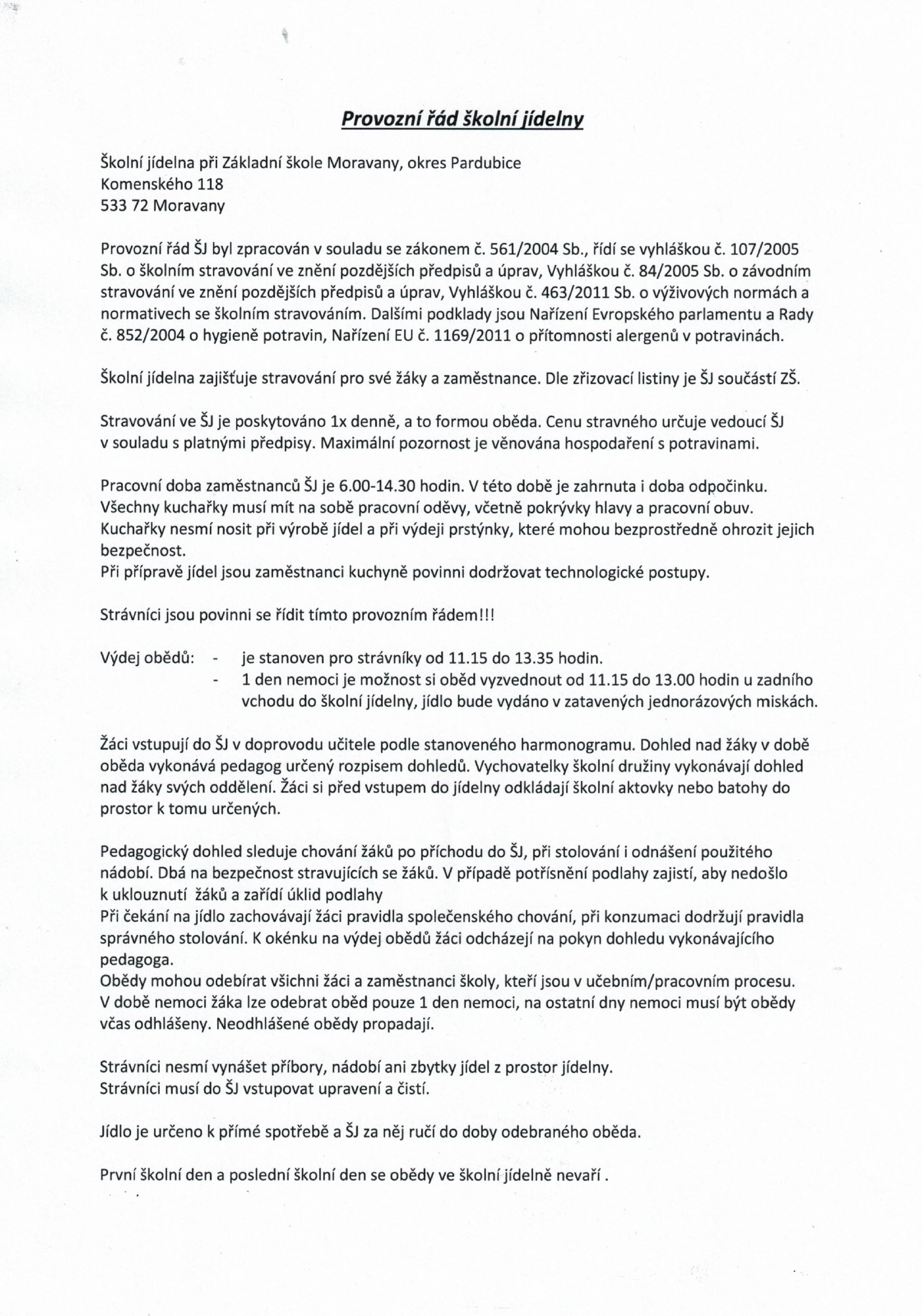 Provozni rad skolni jidelny 25 26 01