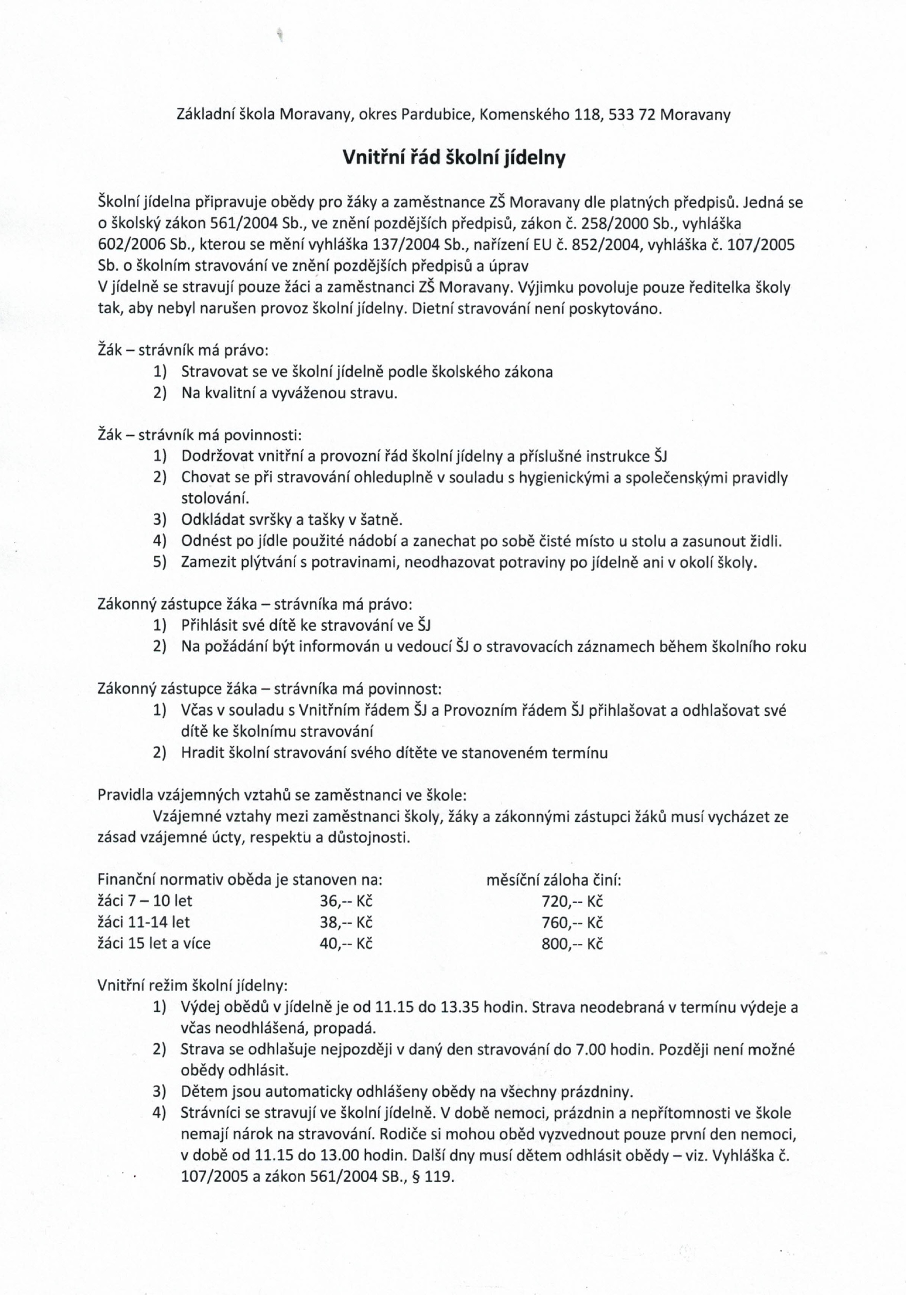 Vnitrni rad skolni jidelny 25 26 01